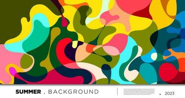 Vector colorful abstract fluid and geometric background for summer 2023