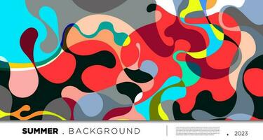 Vector colorful abstract fluid and geometric background for summer 2023