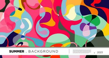 Vector colorful abstract fluid and geometric background for summer 2023