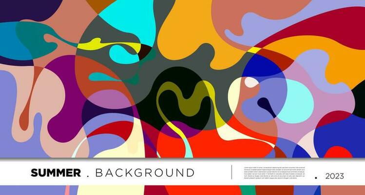 Vector colorful abstract fluid and geometric background for summer 2023
