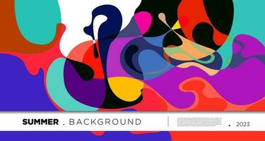 Vector colorful abstract fluid and geometric background for summer