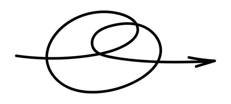 Hand drawn line spiral arrow. Vector isolated illustration