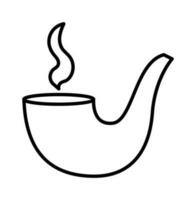 Vector black and white pipe icon. Outline tobacco smoking line element or coloring page