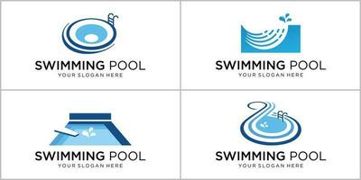 collection of swimming pool logo design template. inspirations swimming pool logotype. vector