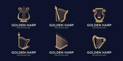 golden harp logotype inspirations vector