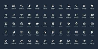 mega set abstract monogram logo shape design template. inspiration monogram on black background vector