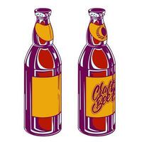 Set of glass bottles of craft beer on a white background in popart style for print and design.Vector illustration. vector