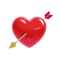 Beautiful heart pierced by an arrow in realistic style for print and design. Vector illustration.