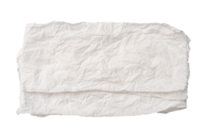 Single screwed or crumpled tissue paper or napkin in strange shape after use in toilet or restroom is isolated with clipping path in png file format