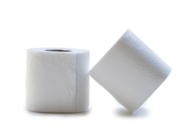 two rolls of white tissue paper or napkin isolated with clipping path in png file format