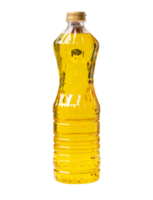 gul matlagning olja i små plast flaska isolerat med klippning väg i png fil formatera