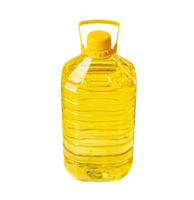 Yellow cooking oil in big plastic bottle isolated with clipping path png