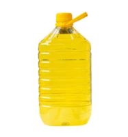 Yellow cooking oil in big plastic bottle isolated with clipping path in png file format