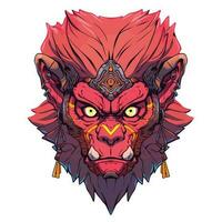 Modern monkey face logo and t-shirt vector design
