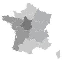 Frankreich Karte mit grau Farbe Regionen png