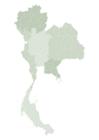 Thailand map with the administration of regions and provinces map png