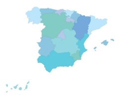 mapa de España en azul color administrativo mapa png