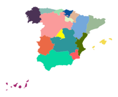 España mapa con multicolor político mapa png