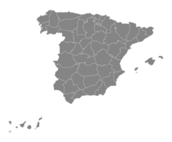 Map of Spain on the grey color of the administration map png