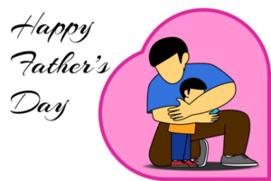 dad hug son for father day. Illustration family love together. Character flat design transparent background.. png