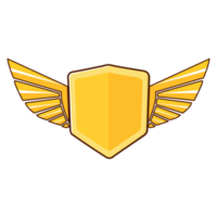 Shield Badge With Wings In Yellow Color.  Good for mascot, sport Team, logo template png