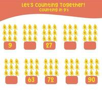 Counting animal for Preschool Children. Educational printable math worksheet. Counting practice. Vector file.