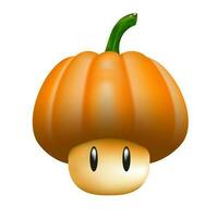 3D Cute Young Pumpkin With Face Halloween Illustration Vector