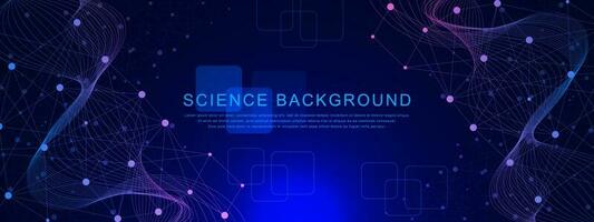 Abstract connected dots and lines background for global network connection, digital communication, science and technology concept design. Vector illustration.