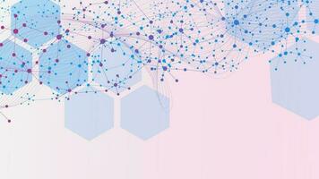 Modern scientific with dots and lines connection and hexagonal shape element. Medical, chemistry, science and technology design. Vector illustration.