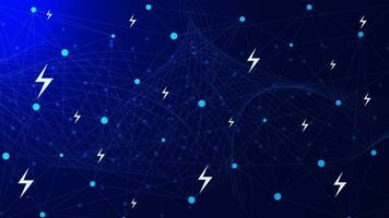 Abstract dots and lines connection with thunderbolt for electric network concept design. Vector illustration.