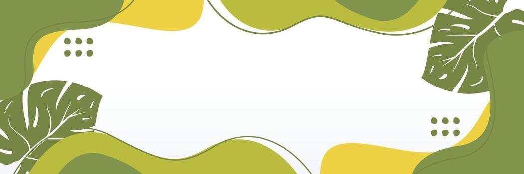 summer background of abstract shapes, waves and leaves pattern with free space for text. Template for banner, poster, social media, web. vector