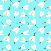 Seamless background with snowdrops vector