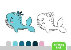 Cute Whale Coloring Book for Kids Page for Books, Magazines, Doodle Vector Illustration Template