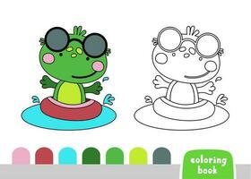 Cute Frog Coloring Book for Kids Page for Books, Magazines, Doodle Vector Illustration Template