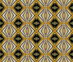Ethnic folk geometric seamless pattern in yellow and black in vector illustration design for fabric, mat, carpet, scarf, wrapping paper, tile and more