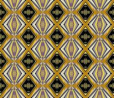 Ethnic folk geometric seamless pattern in yellow and black in vector illustration design for fabric, mat, carpet, scarf, wrapping paper, tile and more