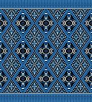 Ethnic folk geometric seamless pattern in indigo blue in vector illustration design for fabric, mat, carpet, scarf, wrapping paper, tile and more