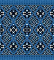 Ethnic folk geometric seamless pattern in indigo blue in vector illustration design for fabric, mat, carpet, scarf, wrapping paper, tile and more