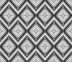 Ethnic folk geometric seamless pattern in black and white in vector illustration design for fabric, mat, carpet, scarf, wrapping paper, tile and more