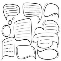 Hand drawn set of cute speech bubble in doodle style on the white background vector