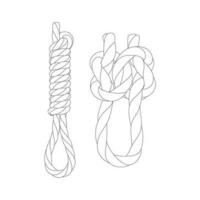 Set Of Rope Knots Borders Black Thin Line art Design Element. Vector illustration of Rope Knot.