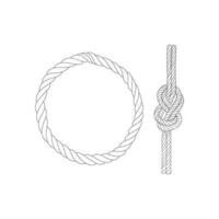 Set Of Rope Knots Borders Black Thin Line art Design Element. Vector illustration of Rope Knot.