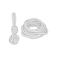 Set Of Rope Knots Borders Black Thin Line art Design Element. Vector illustration of Rope Knot.