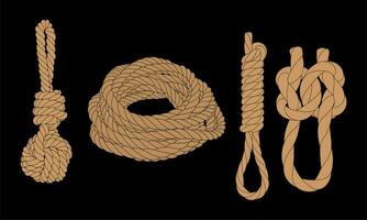 Set Of Rope Knots Borders Design Element. Vector illustration of Rope Knot. Rope Knot tamplate trainer.