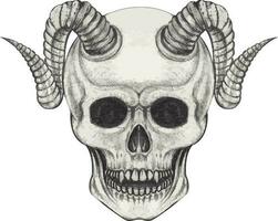 Surreal devil skull. Hand drawing and make graphic vector. vector