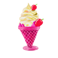 acquerello e disegno per fresco dolce colorato fragola e vaniglia ghiaccio crema. digitale pittura di fatti in casa forno, dolce e cibo illustrazione. png