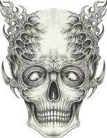 Surreal devil skull. Hand drawing and make graphic vector. vector