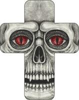 Surreal skull cross. Hand drawing and make graphic vector. vector