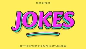 Jokes text effect template in 3d style vector