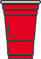 Red beer pong illustration. Plastic cup. Traditional party drinking game png